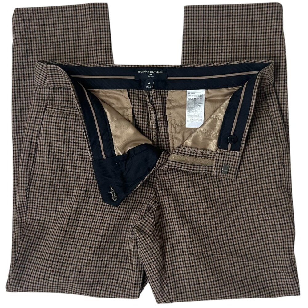 Banana Republic Size 6 Cotton Blend Mid-Rise Sloan Ankle Pant Brown Herringbone - Picture 2 of 8